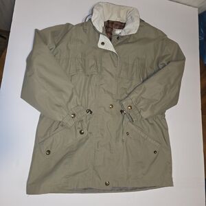 Towne From London Fog - Khaki Anorak Jacket with Contrast White Collar